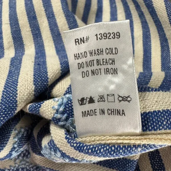 Tuckernuck Sullivan Embroidered Canvas Caftan Small Blue‎ Striped Beach DR-1771 - Picture 11 of 11